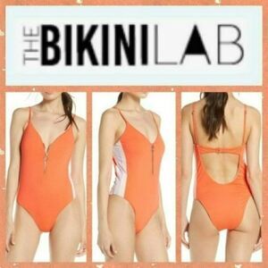 NWT MSRP $64 The Bikini Lab Front Zip One-Piece Swimsuit Women's Size Medium